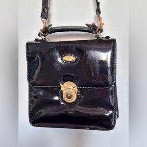 Very rare find Chevron black patent leather box purse